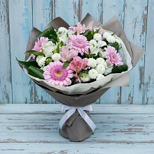 Букет цветов из:  Герберы, Альстромерии и Хризантемы #REPLACE_PRED# Челюскинский