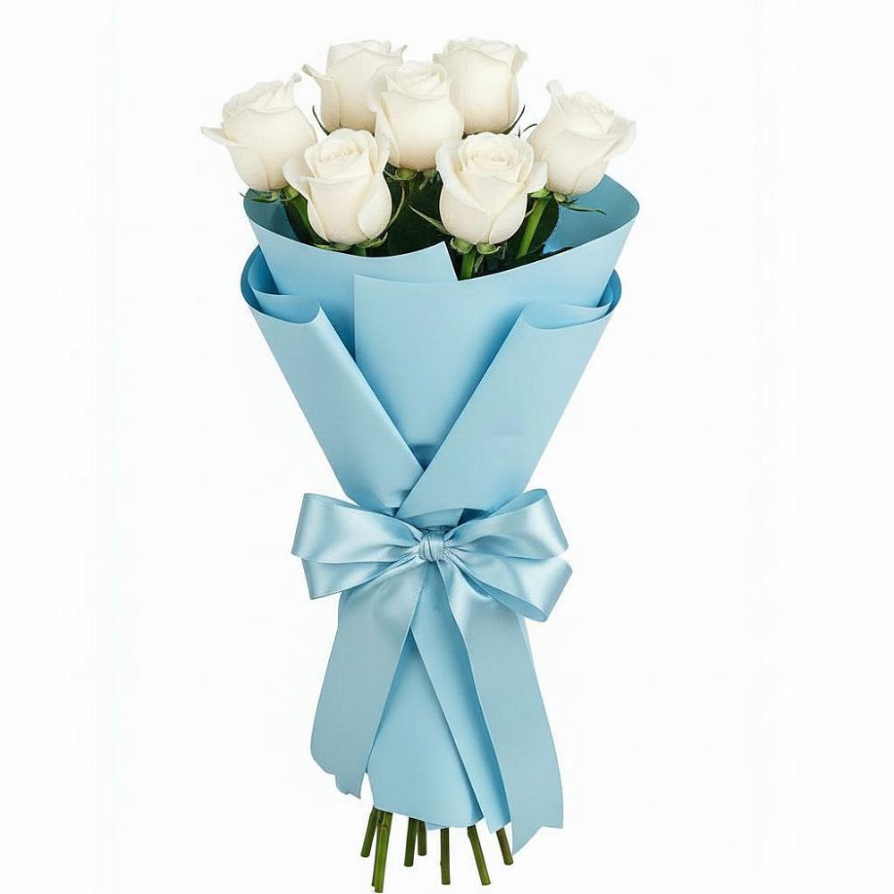 Букет 7 белых роз Проуд в Челюскинский