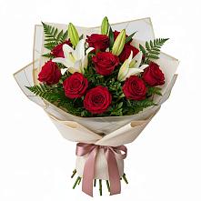 Букет цветов из:  Лилии и Розы в Челюскинский