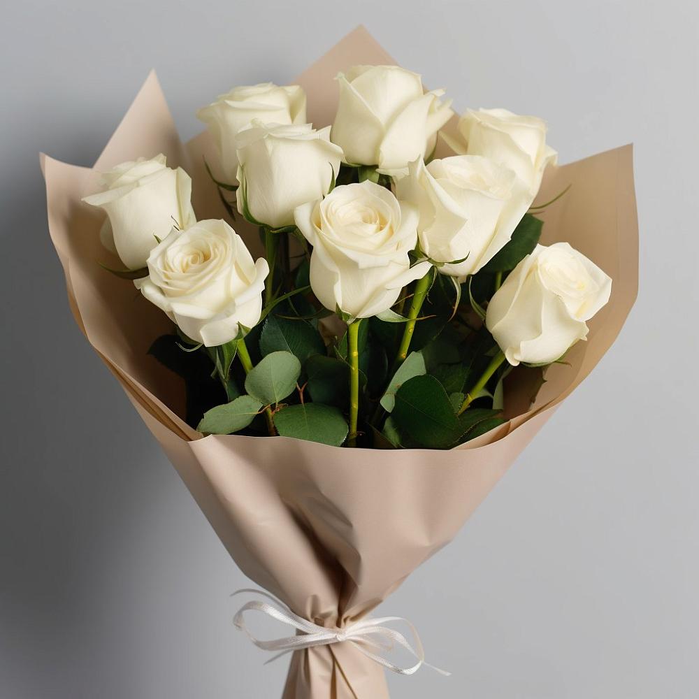 Букет 9 Белых роз Эдлесс Лав в Челюскинский