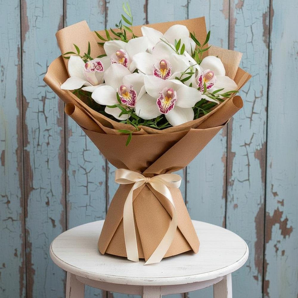 Букет цветов из: Орхидеи и Розы в Челюскинский