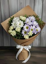 Букет цветов из:  Хризантемы и Розы в Челюскинский
