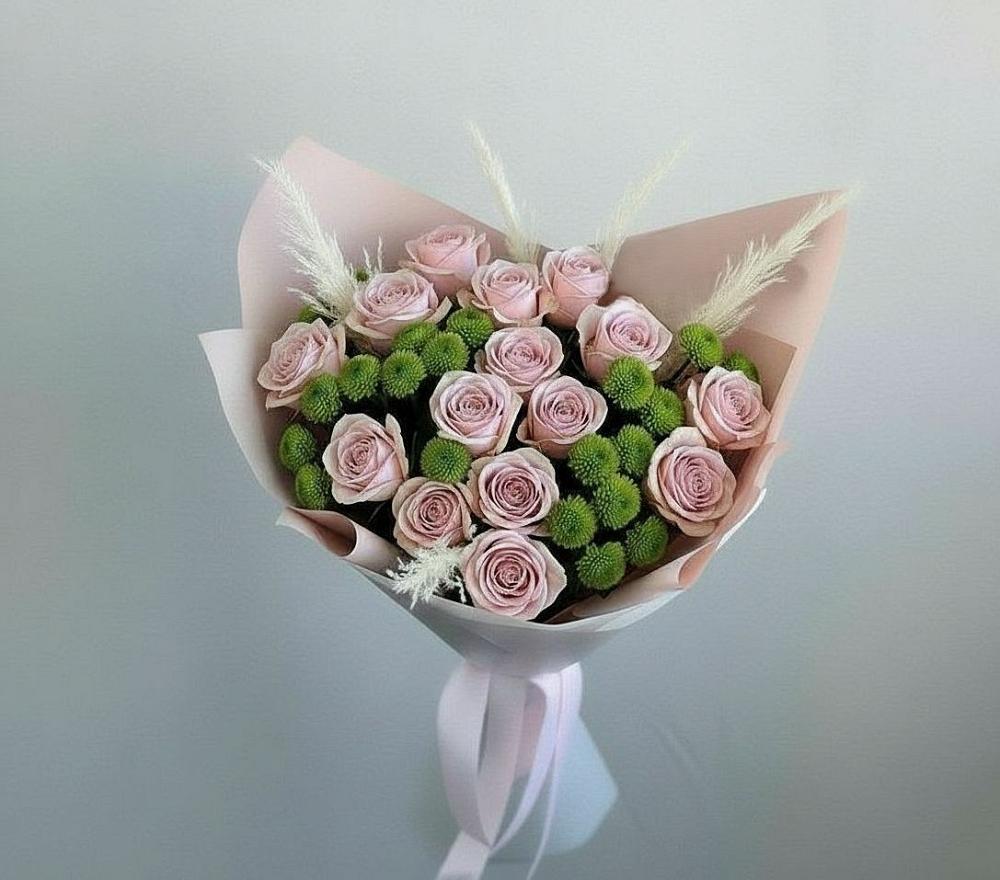 Букет цветов из: Розы и Хризантемы в Челюскинский