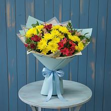 Букет цветов из:  Альстромерии и Хризантемы в Челюскинский