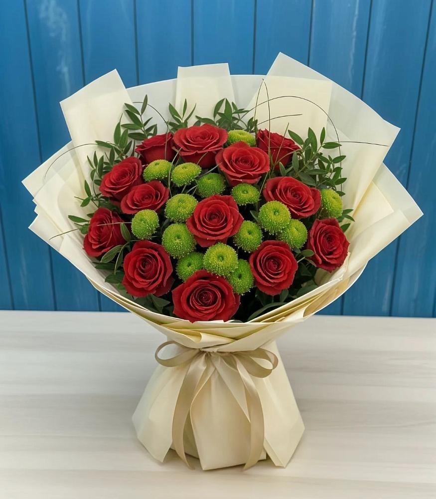 Букет цветов из: Розы и Хризантемы в Челюскинский