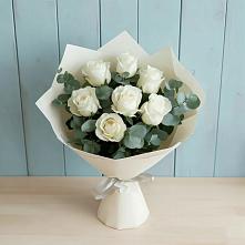 Букет Белые розы в Эвкалипте #REPLACE_PRED# Челюскинский